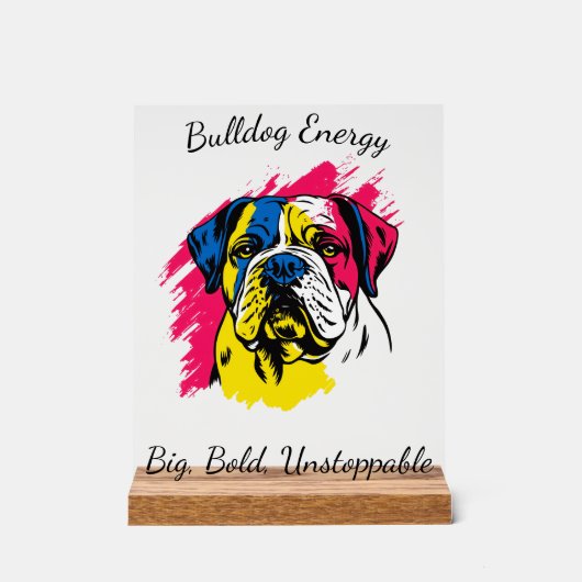  Pop Art Bulldog Design Acryl Bord (Voorkant)
