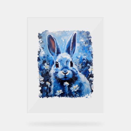 Pop Art Bunny coloré Lapin bleu lapin (Recto)