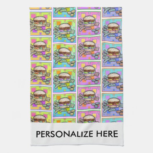 POP ART BURGER (Hamburger) Theedoek (Verticaal)