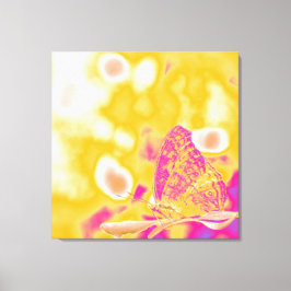 Pop Art Butterfly op blad Canvas Afdruk