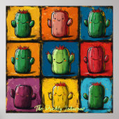  Pop Art Cactus Grid Wall Art Poster (Voorkant)