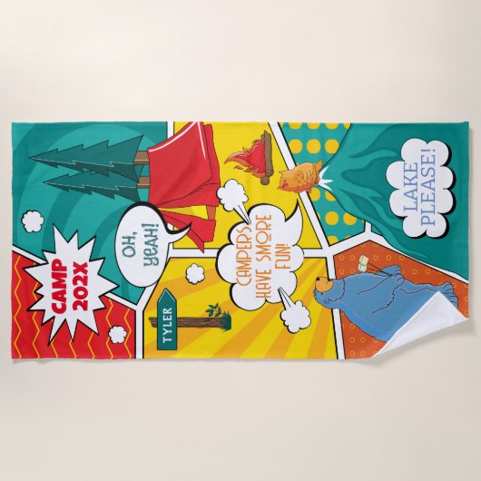 Pop Art Camping Fun Strandlaken (Voorkant)