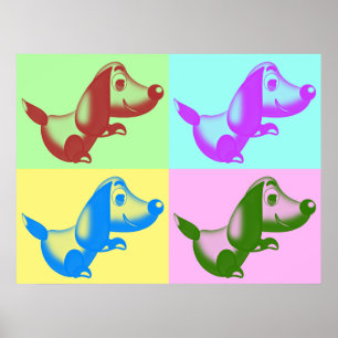 Pop Art Cartoon Dog Poster