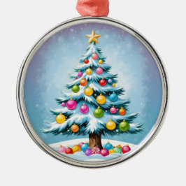 Pop Art Cartoon Kerstboom Kleurrijke Ornamenten