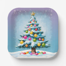 Pop Art Cartoon Kerstboom Kleurrijke Ornamenten