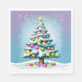 Pop Art Cartoon Kerstboom Kleurrijke Ornamenten Servet