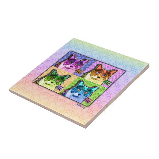 Pop Art Cat Ceramic Tile Tegeltje (Zijkant)