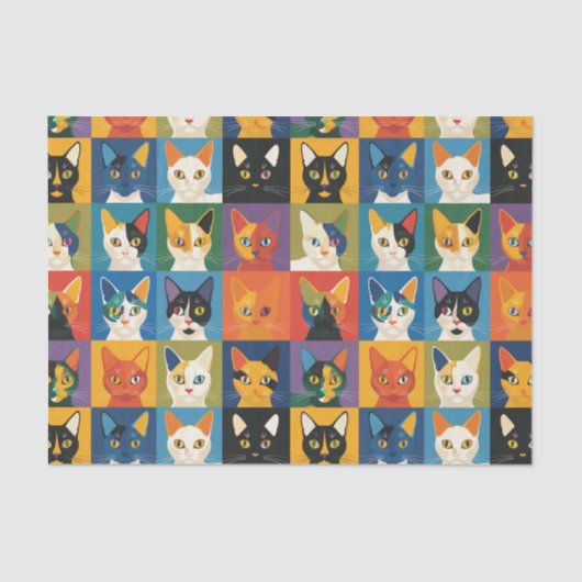 Pop Art Cat Collage Decoupage Tissuepapier (Voorkant)