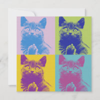 Pop Art Cat Flat Dank u kaart