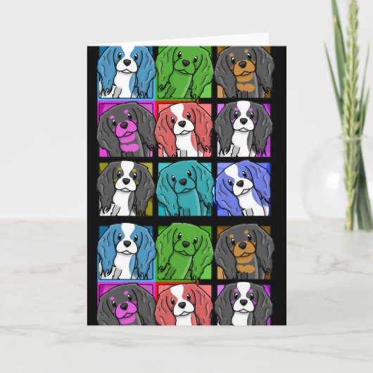 Pop Art Cavalier King Charles Spaniel Kaart (Voorkant)