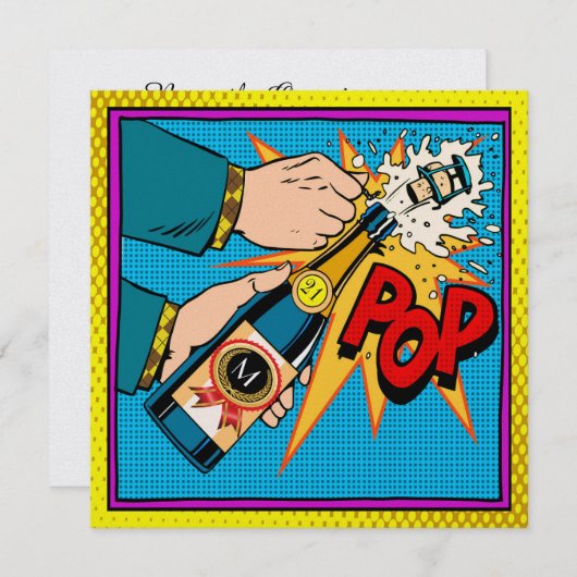 Pop Art Celebration op uitnodiging van het jaar (Voorkant / Achterkant)