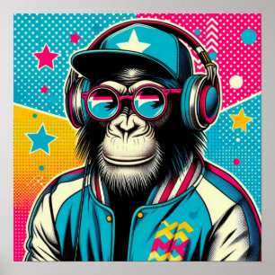 POP-ART CHIMPANSEE 4 POSTER