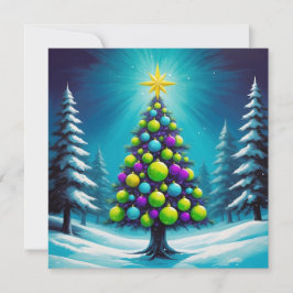 Pop Art Christmas met Neon Groen Blauw Paarse Feestdagenkaart