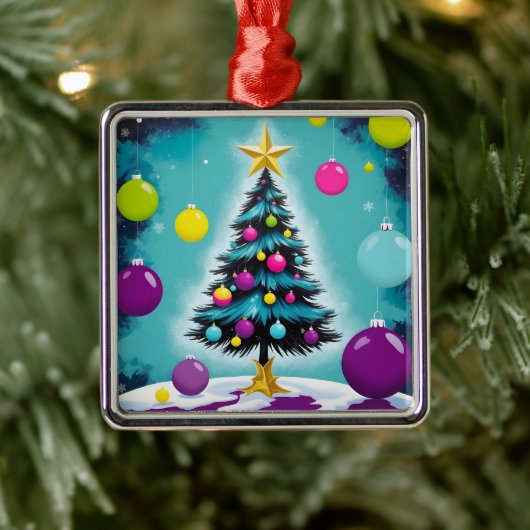 Pop Art Christmas Snoep als gekleurde Ornamenten (Boom)