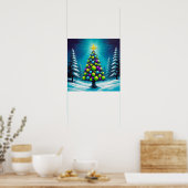 Pop Art Christmas with Neon Green Blue Purple  Poster (Keuken)