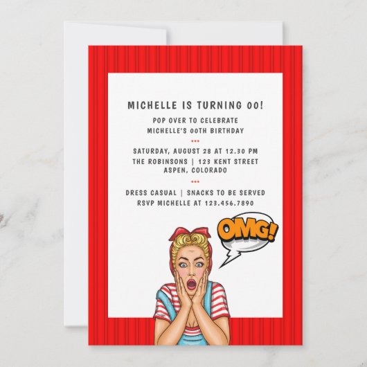 Pop Art Comic Anniversaire Fête Invitation (Devant)