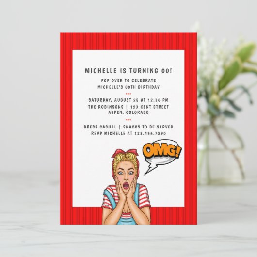 Pop Art Comic Anniversaire Fête Invitation (Debout devant)