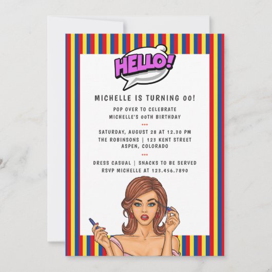 Pop Art Comic Anniversaire Fête Invitation (Devant)