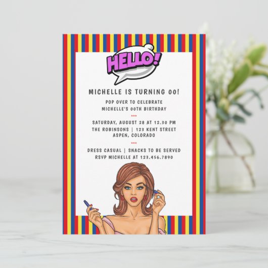 Pop Art Comic Anniversaire Fête Invitation (Debout devant)