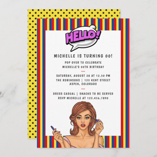 Pop Art Comic Anniversaire Fête Invitation (Devant / Derrière)