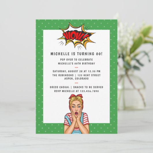 Pop Art Comic Anniversaire Fête Invitation (Debout devant)