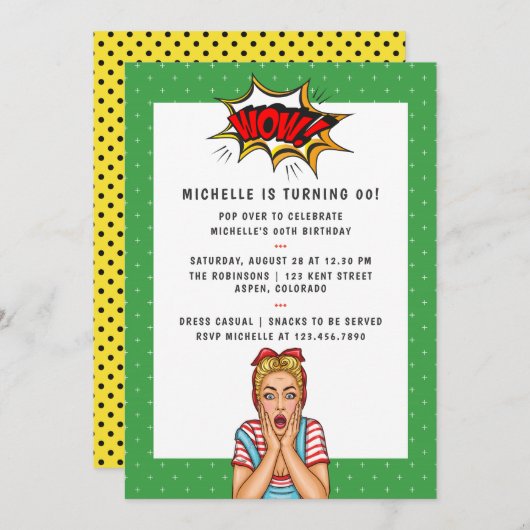 Pop Art Comic Anniversaire Fête Invitation (Devant / Derrière)