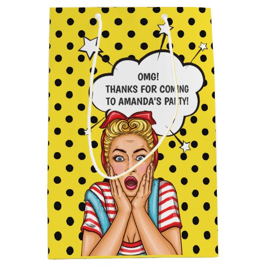 Pop Art Comic Birthday Party Medium Cadeauzakje (Voorkant)