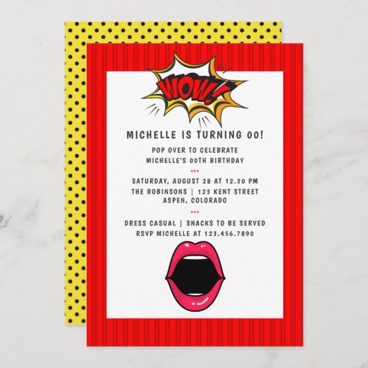 Pop Art Comic Birthday Party - Uitnodiging (Voorkant / Achterkant)