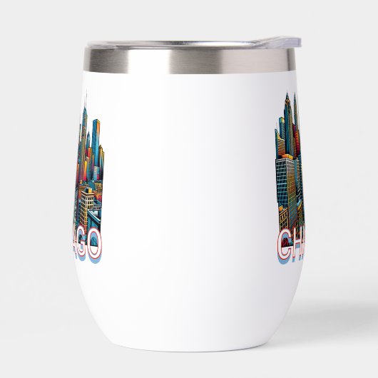 Pop art Comic Book Chicago, Illinois Skyline (Gauche)