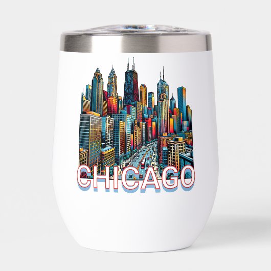Pop art Comic Book Chicago, Illinois Skyline (Avant)