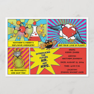 Pop Art Comic Book Engagement Party Invitation