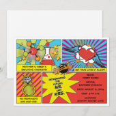 Pop Art Comic Book Engagement Party Invitation Kaart (Voorkant / Achterkant)