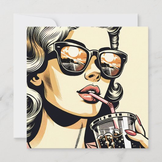 Pop Art Comic Book  Vrouw Drink Soda (Voorkant)