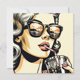 Pop Art Comic Book Vrouw Drink Soda