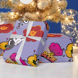 Pop Art Comic Boom Ouch lavendelcadeaupapier Cadeaupapier