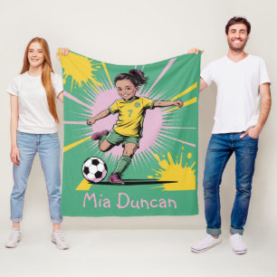 Pop Art Comic Girls Voetbal Verjaardag Party Gift Fleece Deken
