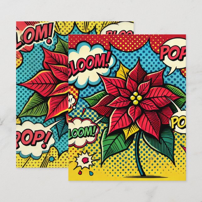 Pop Art Comic Livre Poinsettia Scrapbook Papier (Devant / Derrière)
