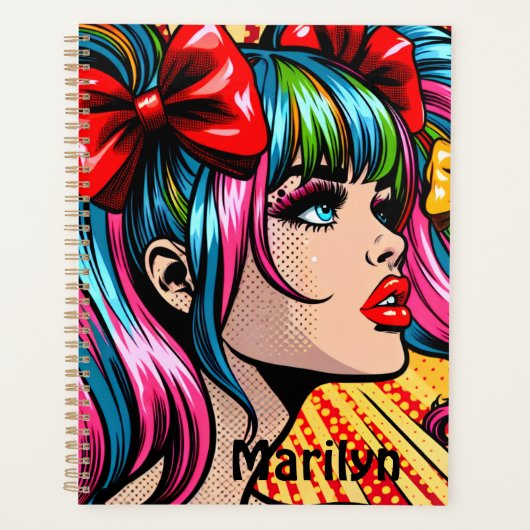  Pop Art Comic Meisje Kleurrijk Gepersonaliseerd Planner (Voorkant)