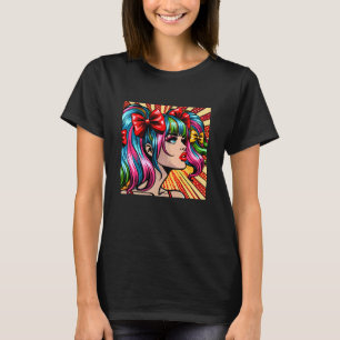  Pop Art Comic Meisje Kleurrijke AI Art T-shirt