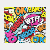 Pop Art Comic: Retro Naadloos Patroon Fleece Deken (Voorkant (Horizontaal))
