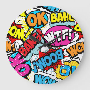 Pop Art Comic: Retro Naadloos Patroon Grote Klok