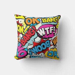Pop Art Comic: Retro Naadloos Patroon Kussen