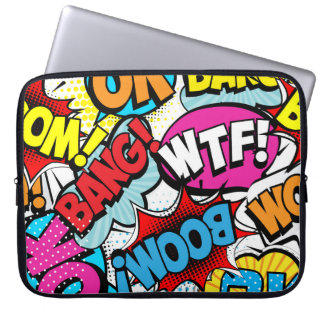 Pop Art Comic: Retro Naadloos Patroon Laptop Sleeve