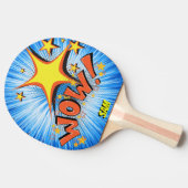 Pop Art Comic Style Superheld Wow! Gepersonaliseer Tafeltennisbatje (Zijkant)