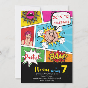 Pop art comic verjaardag kaart
