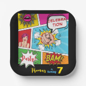 Pop art comic verjaardag papieren bordje (Voorkant)