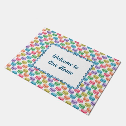 Pop Art Cookies Colorful Macarons Deurmat (Schuin)