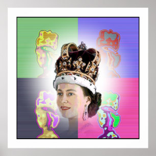 Pop Art coronation voor Elizabeth II Poster