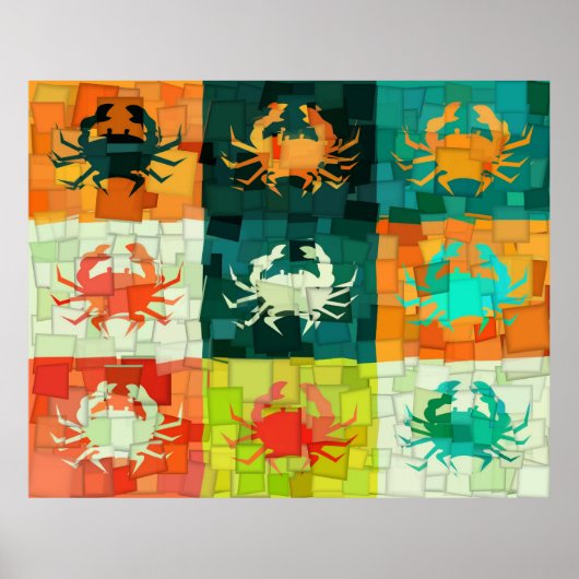 Pop Art Crab Cubism Poster (Voorkant)
