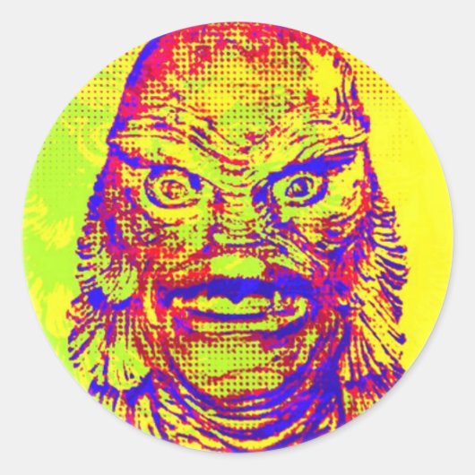 Pop Art Creature Ronde Sticker (Voorkant)